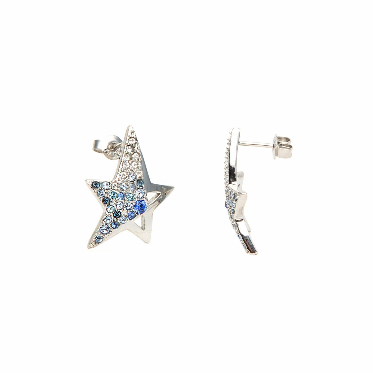 Boucles D'oreilles Pendantes Fantaisie – Bleu Marine Et Argenté, Motif étoile/oiseau (neuves)