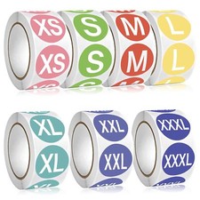 3500 Pcs Clothing Size Stickers Labels Self-Adhesive Round Stickers, XS-XXXL