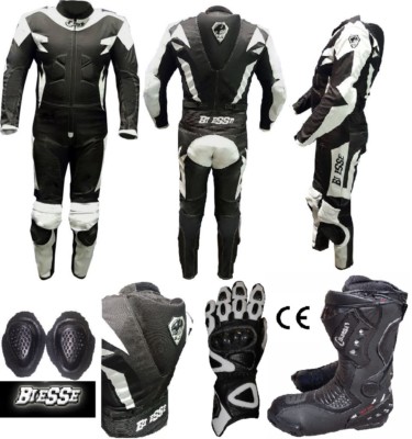 TUTA MOTO IN PELLE E TESSUTO BIESSE GUANTI STIVALI CE XS S M L XL
