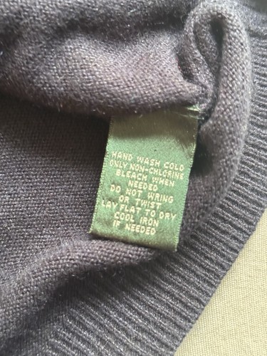 Pull femme Lauren Ralph Lauren soie cachemire taille M bleu marine col roulé luxe - Photo 8/10