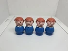 Vintage Fisher Price little people lot/4 blue plastic girls brown hair