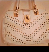 Liu Jo borsa da spalla donna ecopelle beige borchiata zip hardware oro