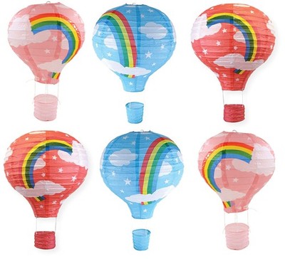 SELPONT ow Hot Air Balloon Paper Lanterns Set 12 Inch (Pack of 6), Multicolor