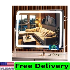 Elegant 24.2" Round Makeup Mirror with Touch Control & Eye Protection Lighting