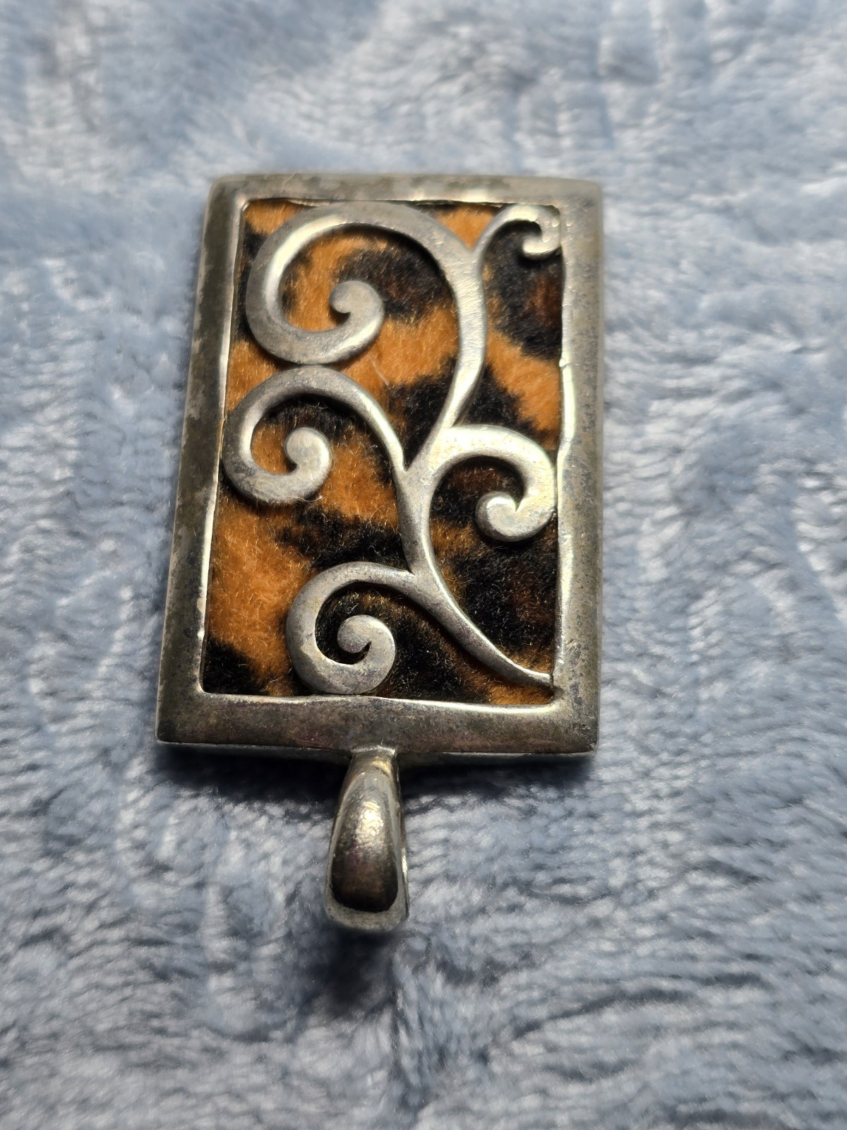 Rectangular Swirl Pattern Animal Print Pendant Me… - image 3
