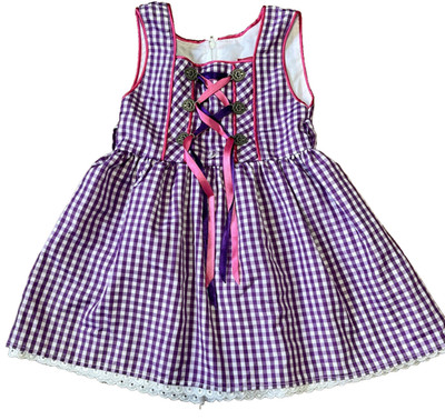 German Bavarian Oktoberfest Dirndl Dress COALA Toddler Size 86-92 Purple Gingham