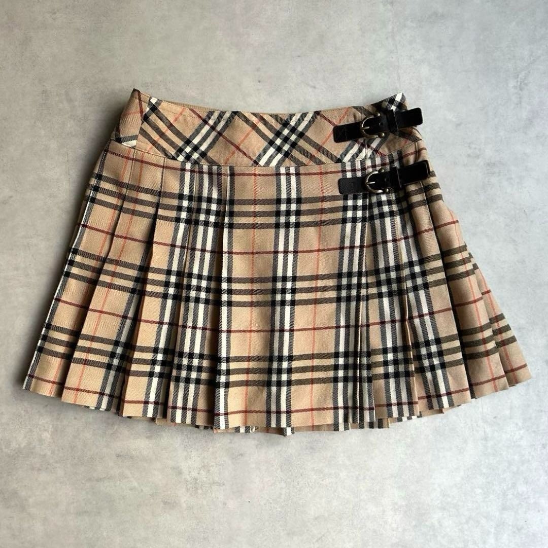 BURBERRY BLUE LABEL バーバリー ラップミニスカート★S BURBERRY BLUE LABEL Wrap Mini Skirt Nova Check Pleated Size