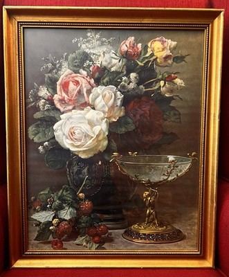 Jean Baptiste Robie Lithograph Cupids Goblet Wooden Frame Antique Painting Print
