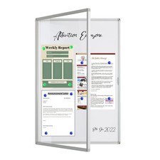 Lockable Magnetic Whiteboard Enclosed Bulletin Board 36x24 Inch Aluminum Fr...