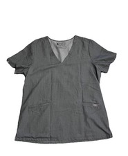 FIGS Casma Three Pocket Grey Technical Collection Scrub Top Size L Women  s Flaw