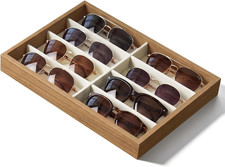 8 Grids Drawer Sunglasses Organizer Tray, Beige Velvet