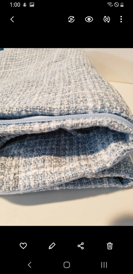 2 fundas de almohada/fundas de almohada tejido azul/blanco 2 cremalleras 20x20 Foto 2 de 4