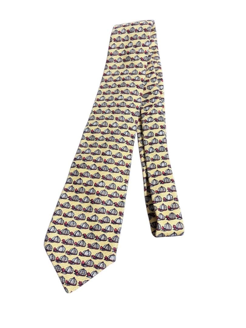 USED Tie Rare pattern HERMES hat pattern tie Japan - image 3