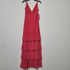 Badgley Mischka Long Maxi Dress Size 4 Fits Small Raspberry V-neck Sleeveless