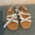 TOMS Silver Strappy Buckle Adjustable Strap Flat Casual Women's Sandals — photo 1