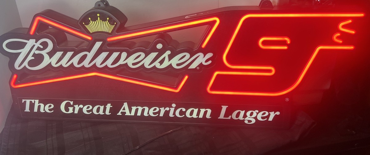 Budweiser Beer Bow Tie Neon Lighted Bar Sign Kasey Kahne Nascar 9