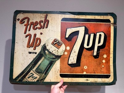 7 Up 1953 Original Soda Advertising Sign ''Fresh Up with 7UP''