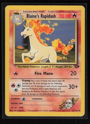 Blaine's Rapidash Uncommon Gym Challenge 33/132 Damaged