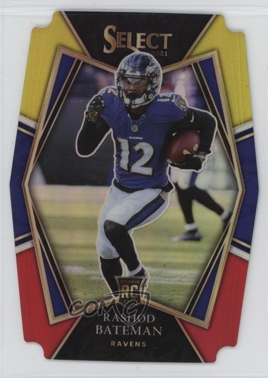 2021 Panini Select Premier Level Red & Yellow Prizm Die-Cut Rashod Bateman 1hu5