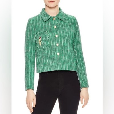 SANDRO Paris Lelia Tweed Parrot-Detail Jacket