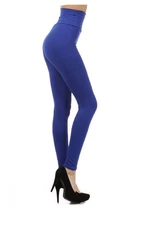 Women's Solid Cotton Spandex Jersey Hi Waist Fold Over Leggings - Made In USA