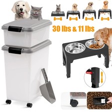 11  30 lbs Dog Food Storage Container Collapsible Dog Food Container w/ Wheels