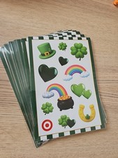 St. Patrick  s Day Stickers Set 15 pcs Shamrock Rainbow Pot of Gold Hearts Lucky
