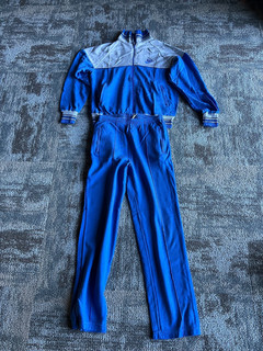 Vintage 80’s Nike Acrylic Men’s Blue Track Suit L Jacket & M Pants NR Free Ship