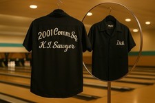 VTG 50 King Louie Bowling Shirt Mens S Chain Stitch Cold War Military Team USA