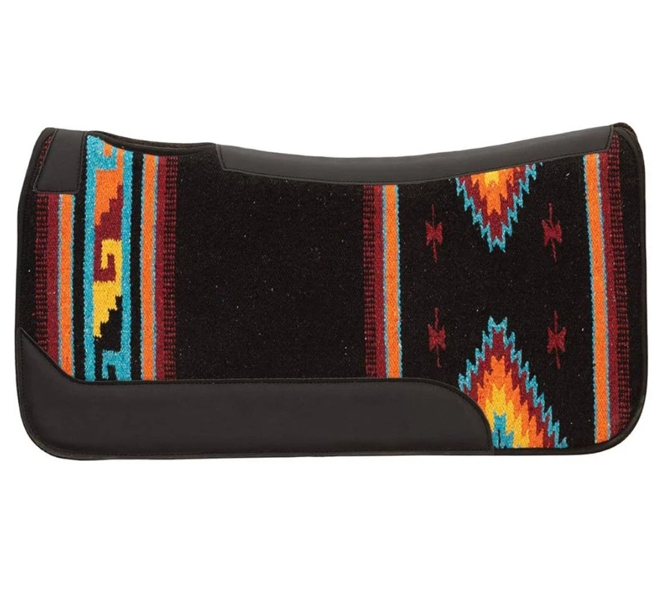 Weaver Leather Contoured Single Weave Wool Blend Felt Saddle Pad BLK/ORG/BLU - Image 2 of 2