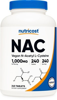 Boost Your Antioxidant Levels - Nutricost NAC 1000mg 240 Vegan Tablets