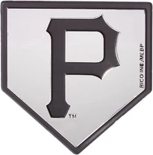 Pittsburgh Pirates Auto Emblem, Silver Chrome Color, Raised Molded Plastic,...