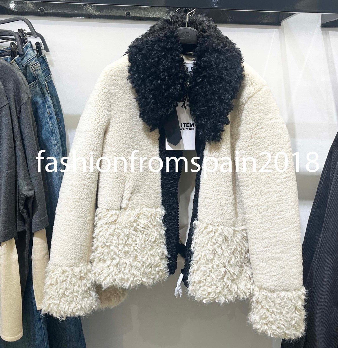 ZARA NEW WOMAN FAUX FUR PATCHWORK JACKET BLACK WHITE XS-XL 2969