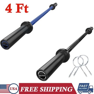 4Ft Barbell Bar for Strength Training 500LB Weight Bar Fits 2-Inch Weight Plates