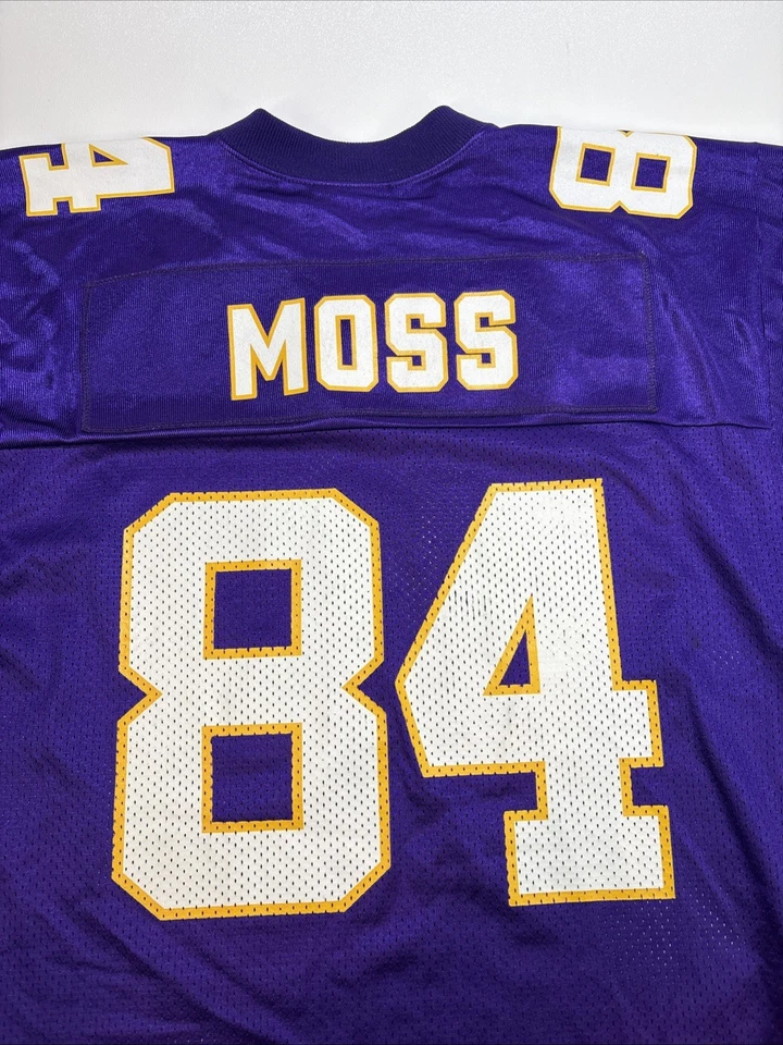 复古彪马足球球衣明尼苏达维京人兰迪·莫斯 #84 中号 NFL 紫色 — 第 4/4 张图片