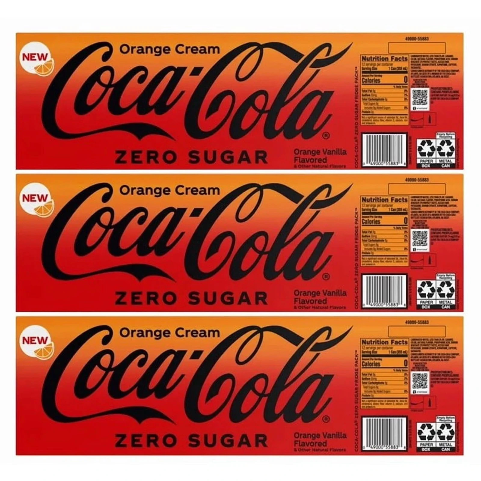 Coca-Cola Zero Sugar Orange Cream Soda Pop – 12 fl oz Bundle (36 Packs)