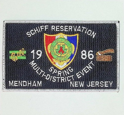 #ad 1986 Schiff Reservation Spring Multi District Event Scout Patch NJ $4.95
