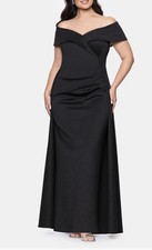 Xscape Evenings Off the Shoulder Scuba Gown Black Size:18W $288