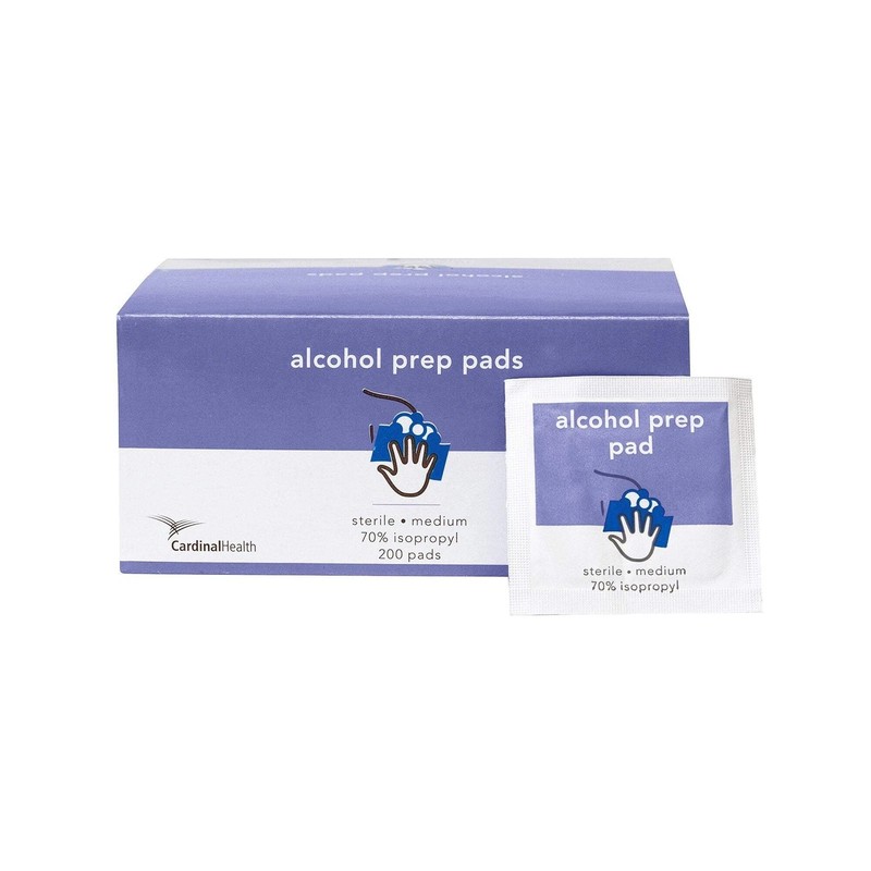 12 Boxes of 100 Cardinal Health Alcohol Prep Pads MW-APM100  - 1200 total pads