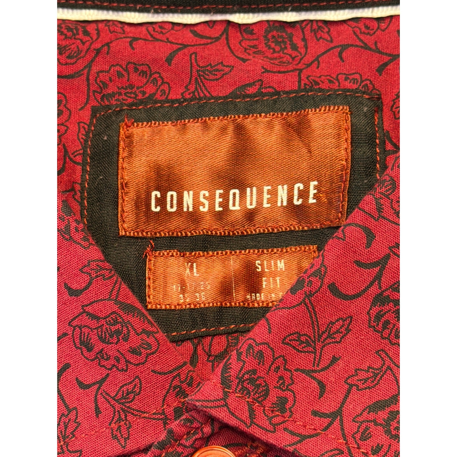 CONSEQUENCE Roses Flex Button Down in Burgundy Me… - image 3