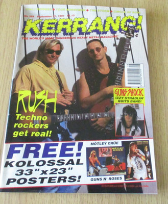 Kerrang! Magazine #359 Sep 2  1991 Motley Crue / Guns N' Roses Giant Poster Rush