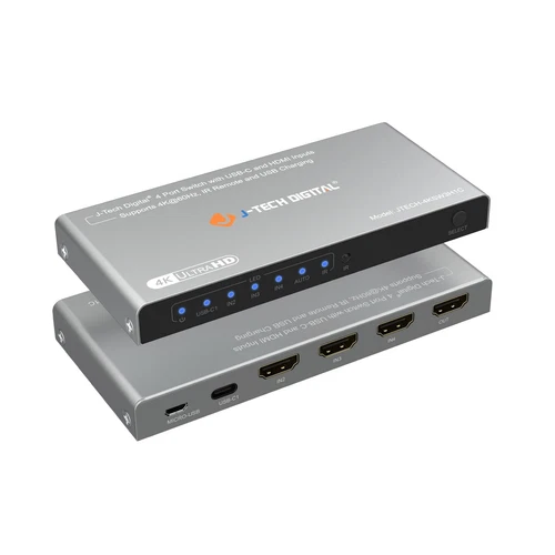 4K 60Hz 4x1 HDMI & USB-C Switch | 3 HDMI + 1 USB-C Input, 1 HDMI Output | Com...