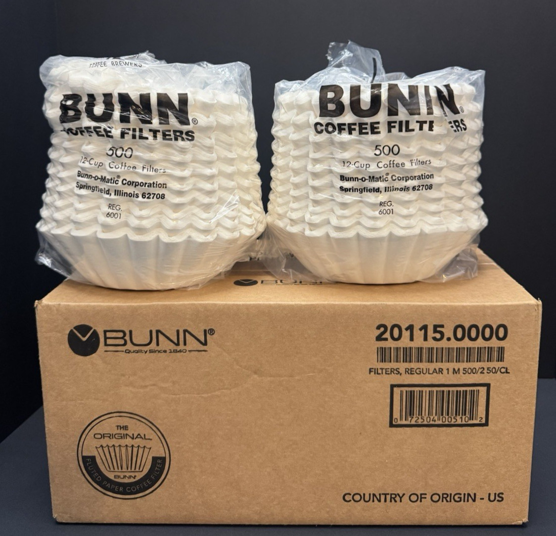 BUNN Commercial Coffee Filters 12 Cup White 1000 Count 20115