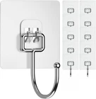 Adhesive Sticky Hooks Heavy Duty Clear Wall Seamless  Hooks Hangers US