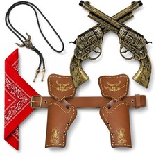 7pc's Western Cowboy Guns with Holsters Belt Necklace & Bandana Sheriff Costume