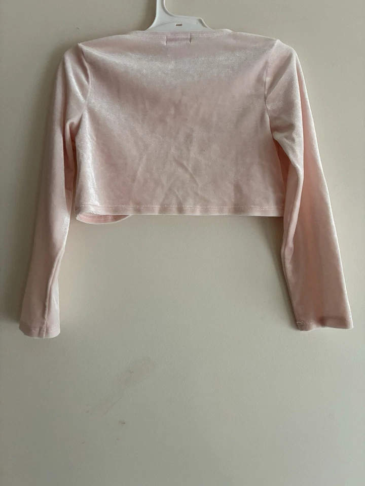 Кардиган Zunie детский для девочек однотонный светло-розовый полиэстер велюр с длинным рукавом XS 4/5 - Изображение 4 из 4