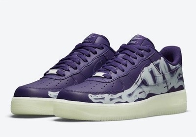 Nike Air Force 1 '07 Halloween Purple Skeleton CU8067-500 Men's Size 5 Women 6.5