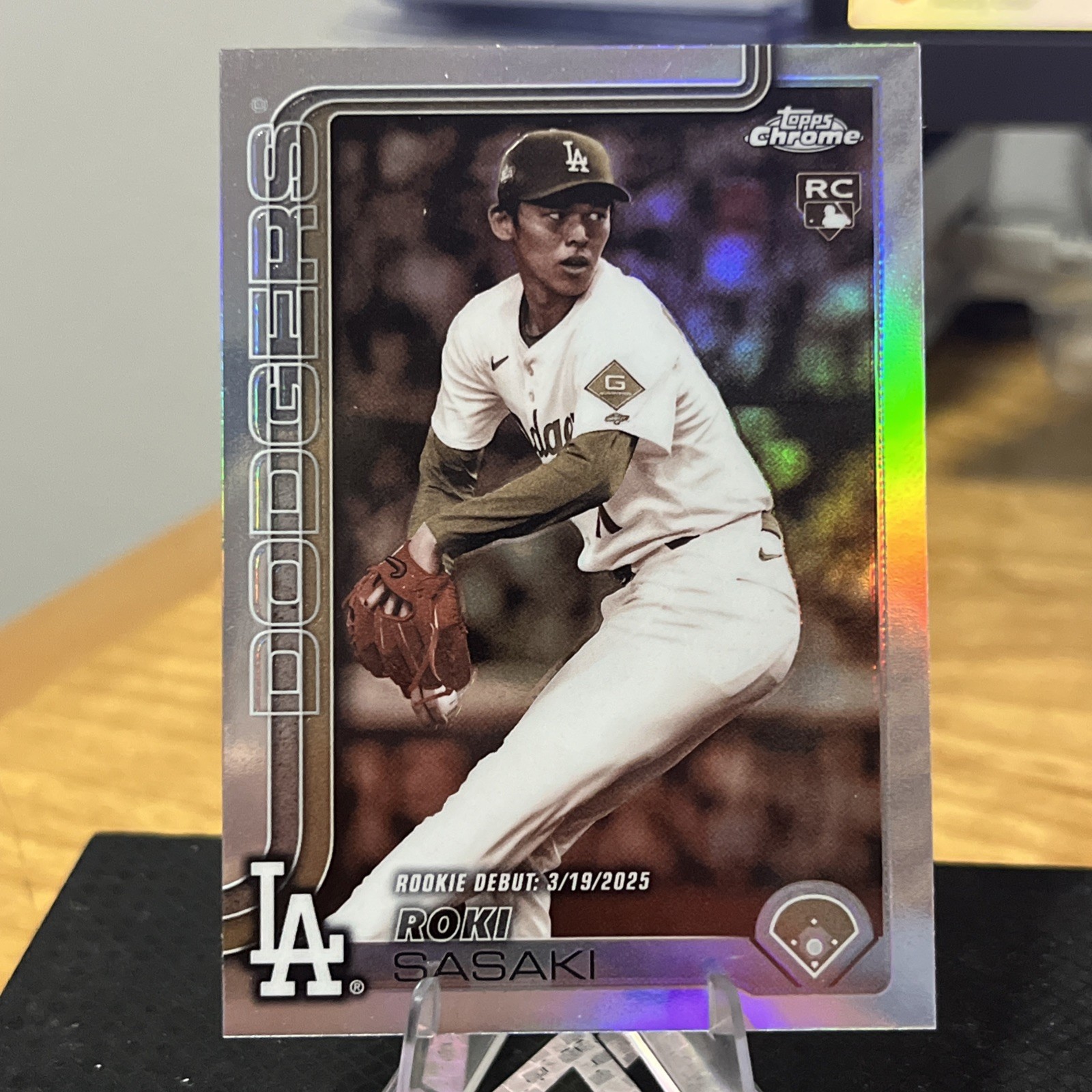 Roki Sasaki 2025 Topps Chrome Update Sepia Refractor Rookie Debut RC #USC73
