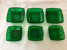 6 Anchor Hocking Forest Green Charm Bowls 3 4.75 & 3 6 Inch
