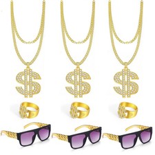 9Pcs 80s 90s Hip Hop Rapper Costume Kit for Men